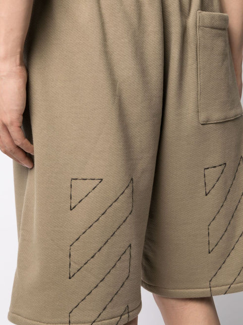 Stitch Diag cotton track shorts